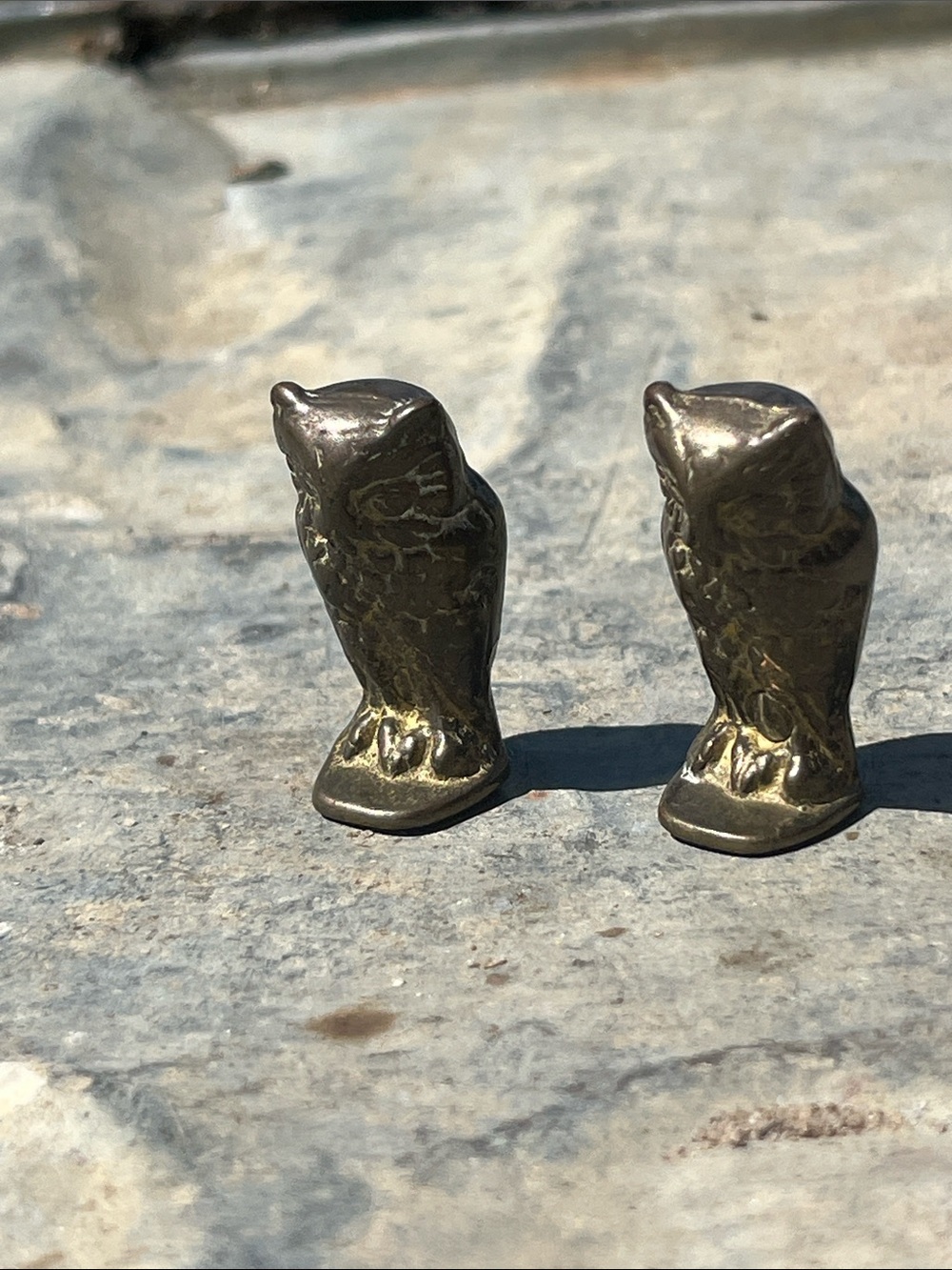 Pair of Small Brass Owl Figurines